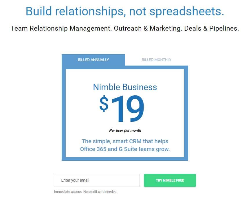 Nimble CRM Pricing