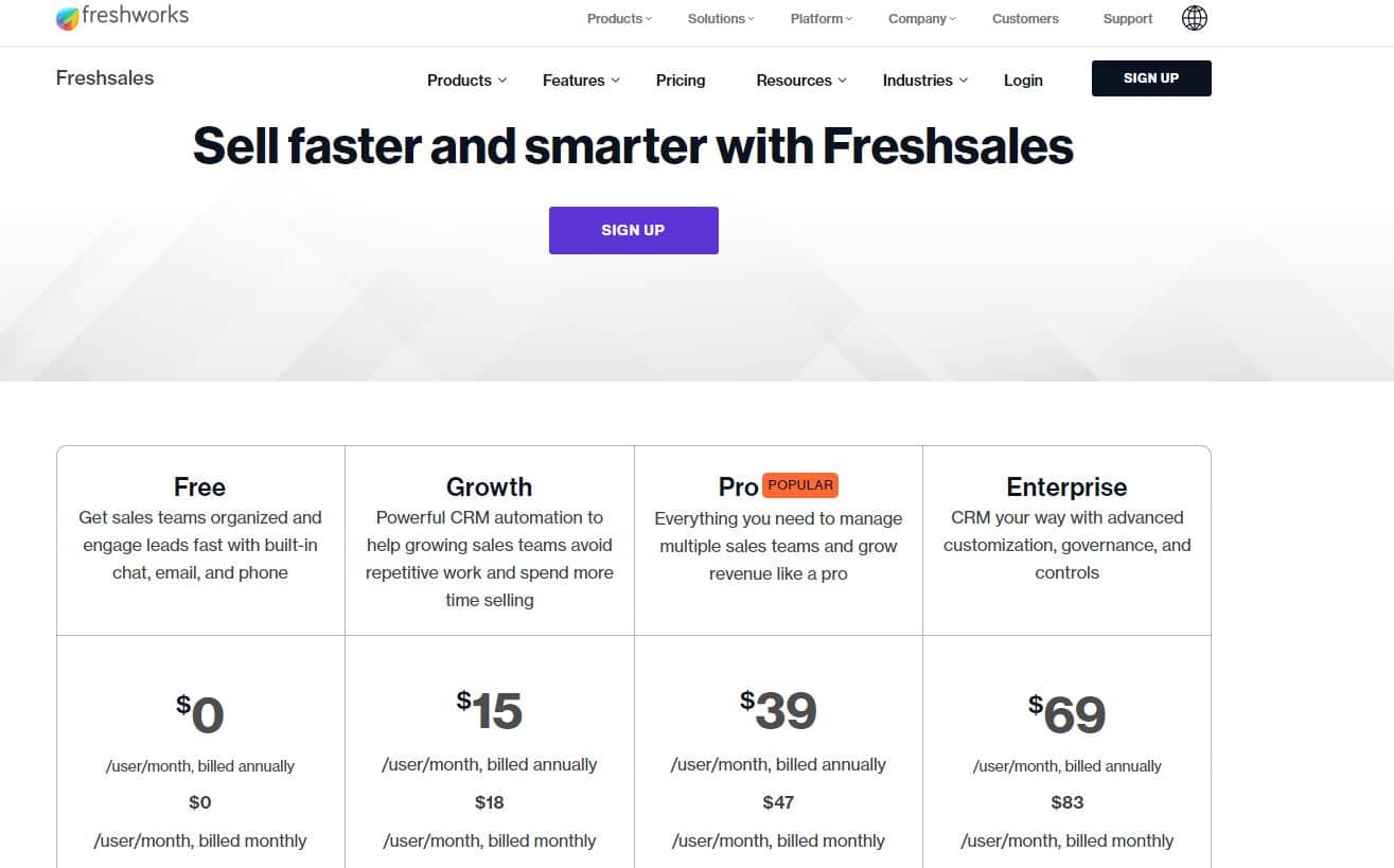 Freshsales Pricing