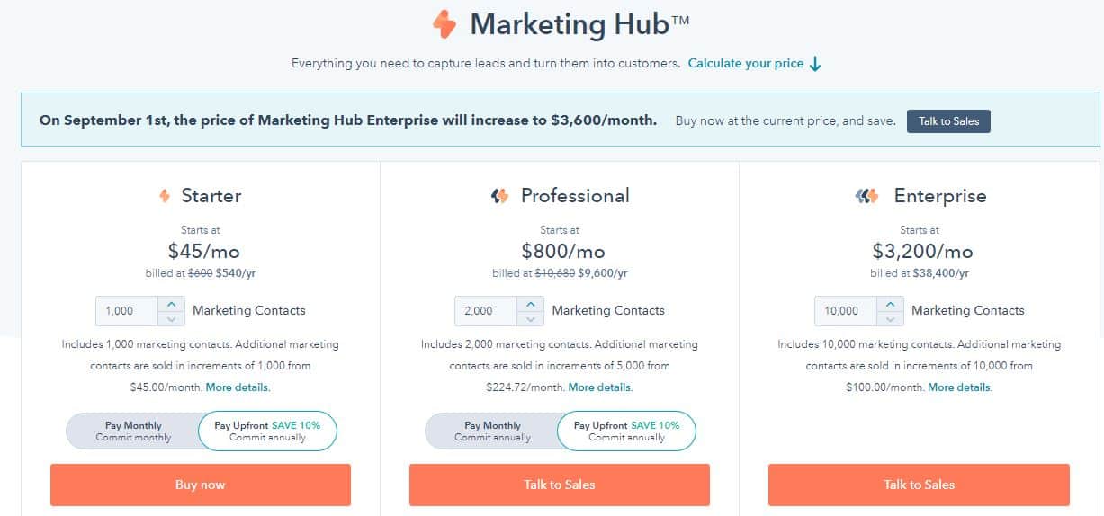 HubSpot CRM Pricing