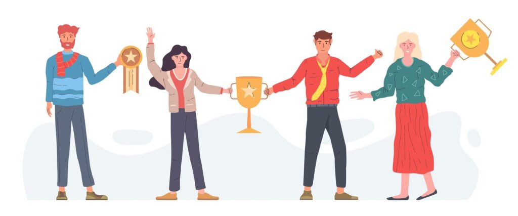 people celebrating goal achievement